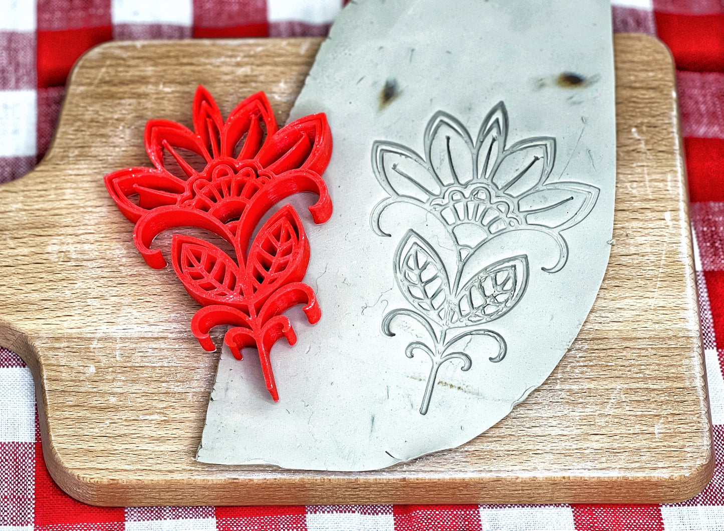 Henna Flower, Pottery Stamp - plastic 3d printed, multiple sizes available