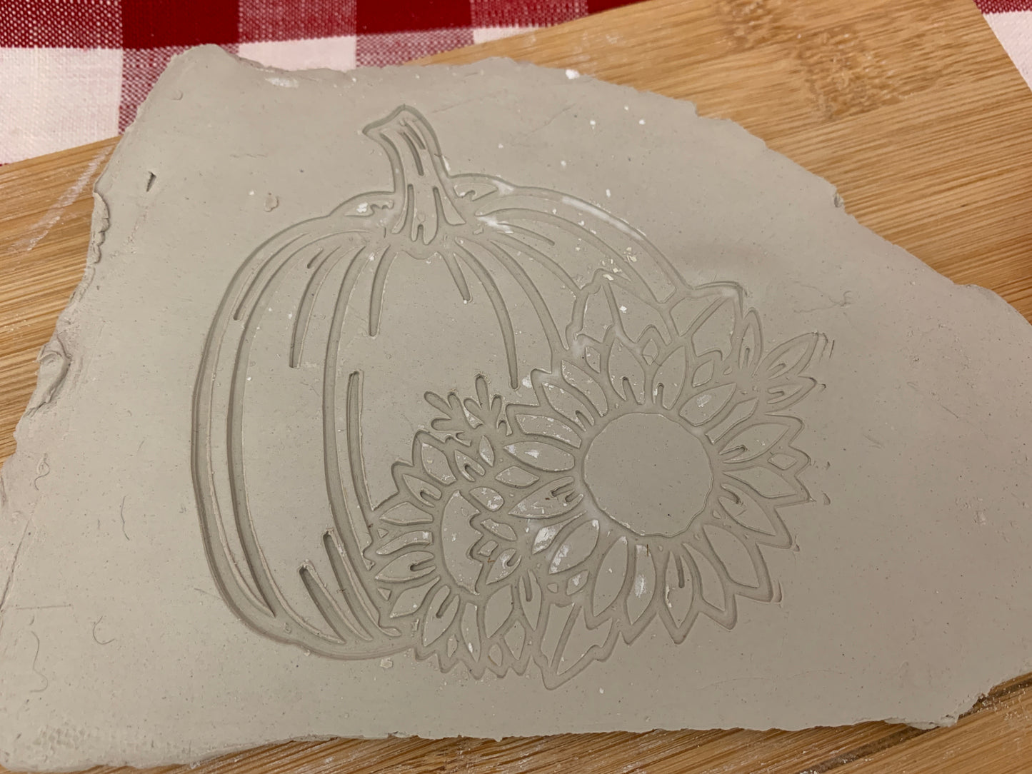 Pottery Stamp, Fall pumpkin w/ sunflower design - multiple sizes