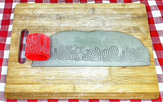 Cacti Pottery Roller - Border Stamp, Repeating pattern, Plastic 3d printed