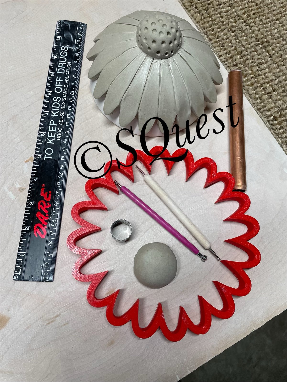 Flower Stacy Quest inspired Coneflower Design, Clay Cutter  - Plastic 3D Printed, Sizes up to 16"