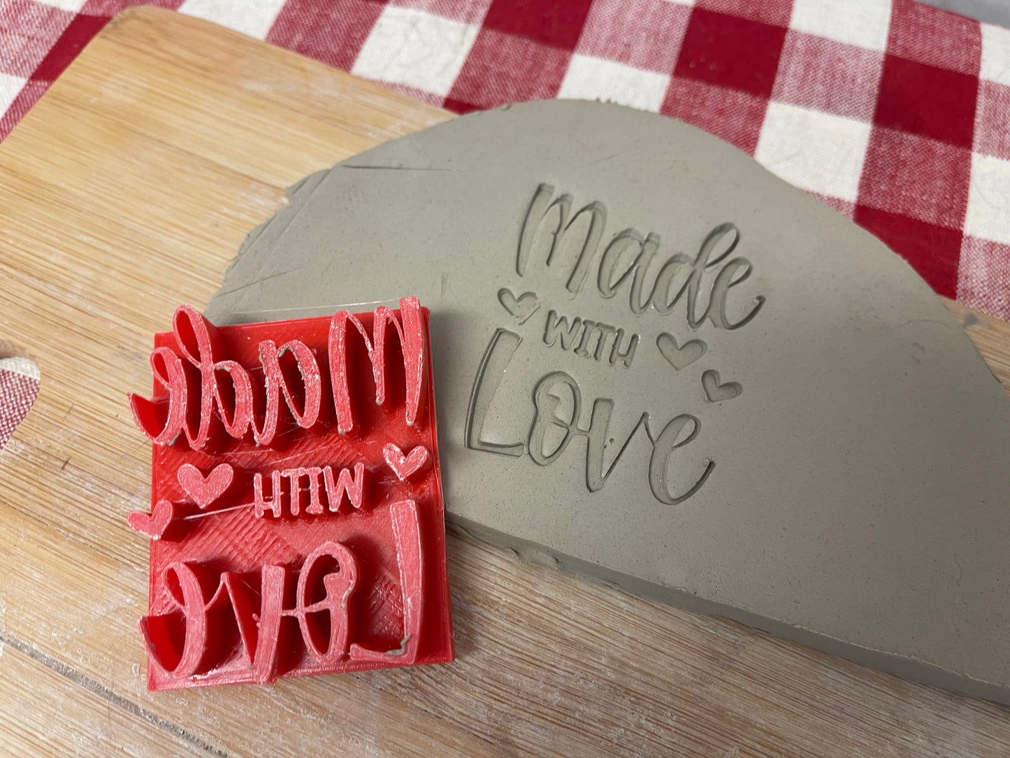 "Made with Love" word stamp - plastic 3D Printed, Multiple Sizes Available