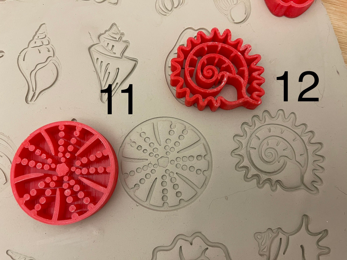 Lot of Seashell stamps - plastic 3D printed, multiple designs/sizes, Each or sets available