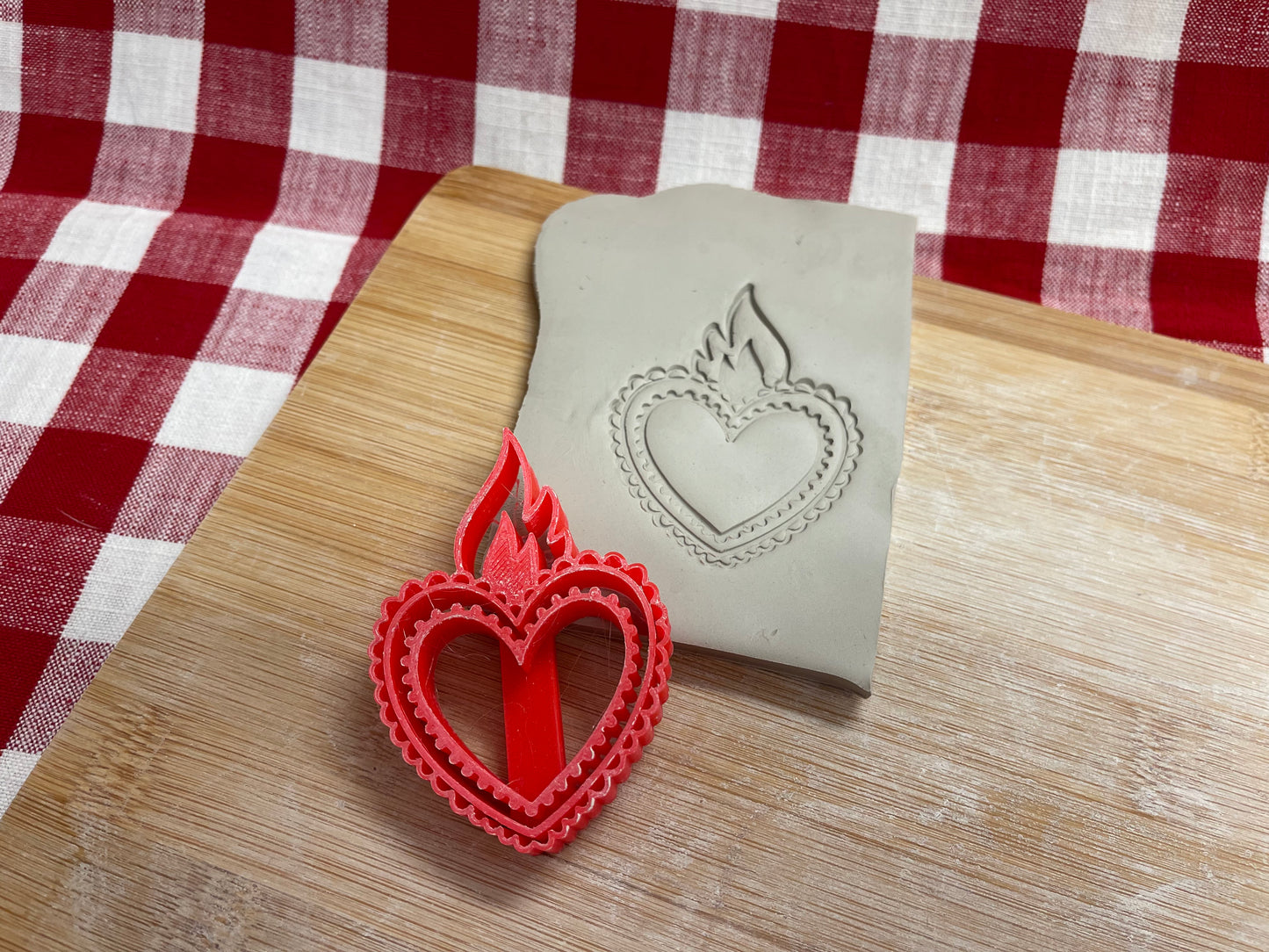 Heart Stamp, Day of the Dead Design, plastic 3D printed, pottery tool