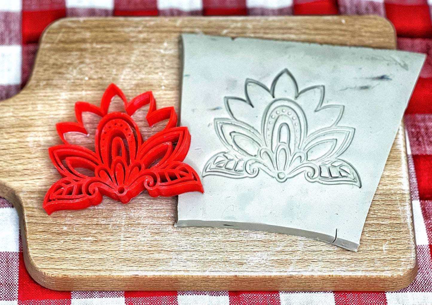 Henna Lotus Rainbow, Pottery Stamp - plastic 3d printed, multiple sizes available