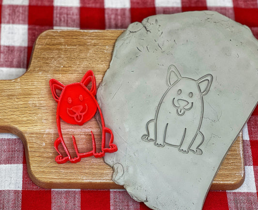 Corgi Dog, Reversible Pottery Stamp - Pet doodle series, Plastic 3D Printed, Multiple Sizes