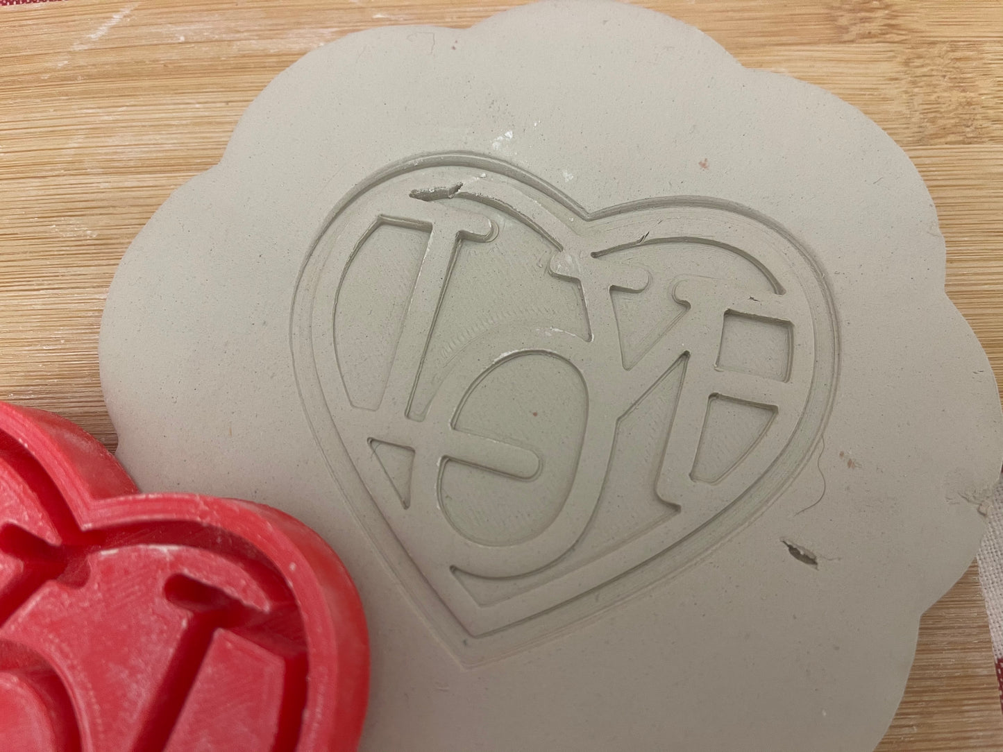 Pottery Stamp, Heart with LOVE word design - multiple sizes