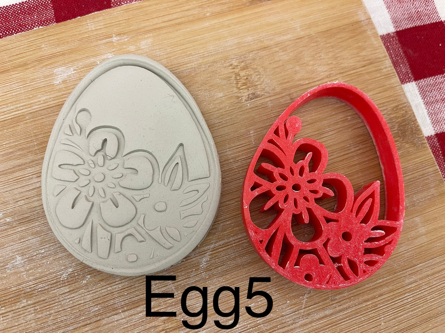 Pottery Stamp, Easter egg designs, with optional cookie cutter ornament - multiple sizes