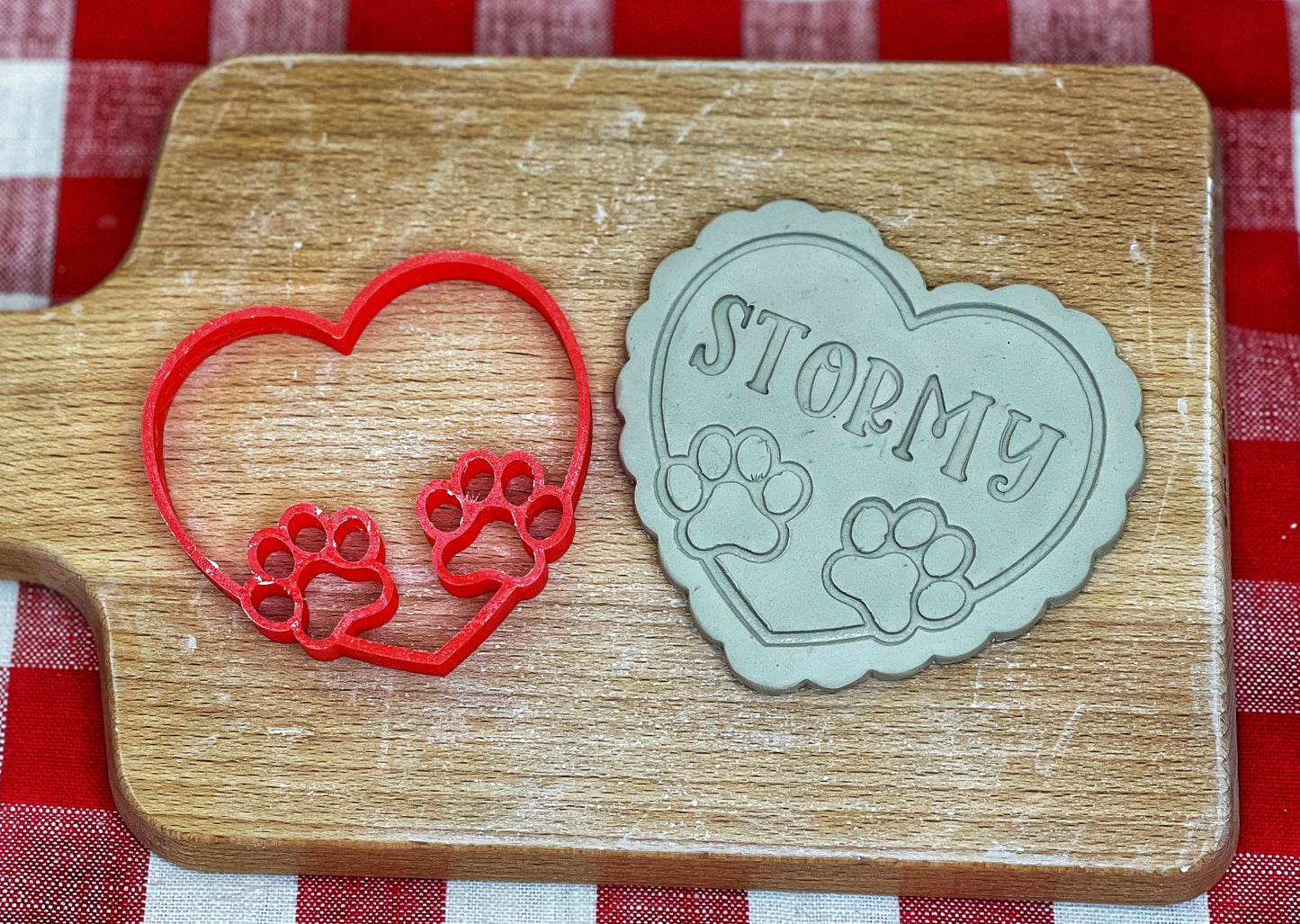 Heart w/Paws Dog/Cat Pottery Stamp - Pet Doodle series, 3D Printed, Multiple Sizes Available