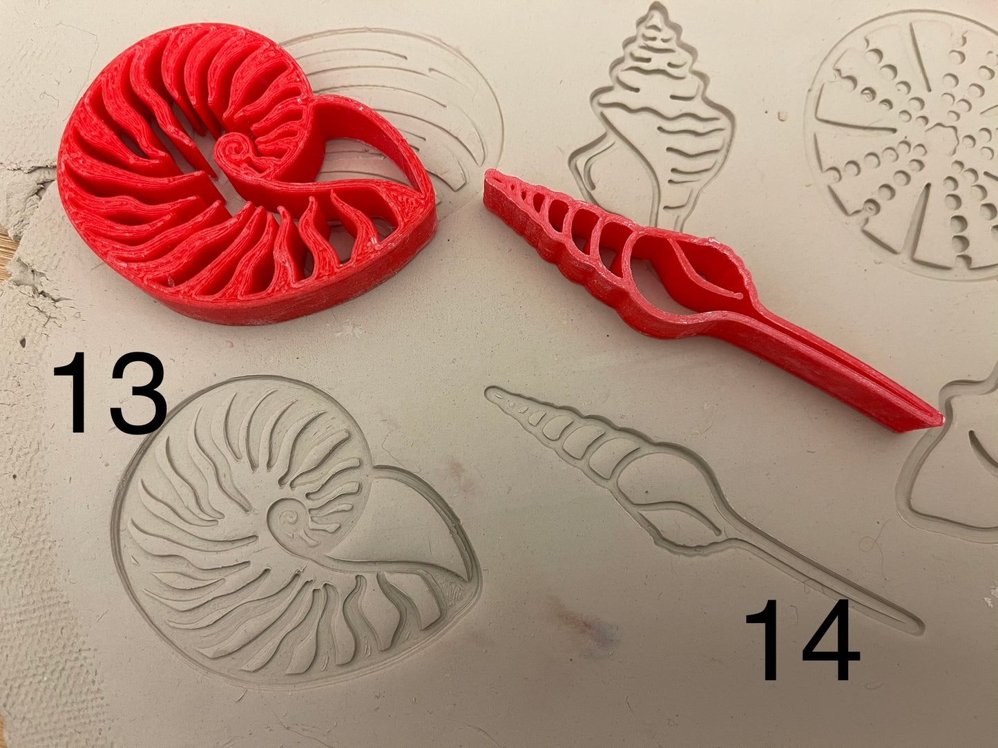 Lot of Seashell stamps - plastic 3D printed, multiple designs/sizes, Each or sets available