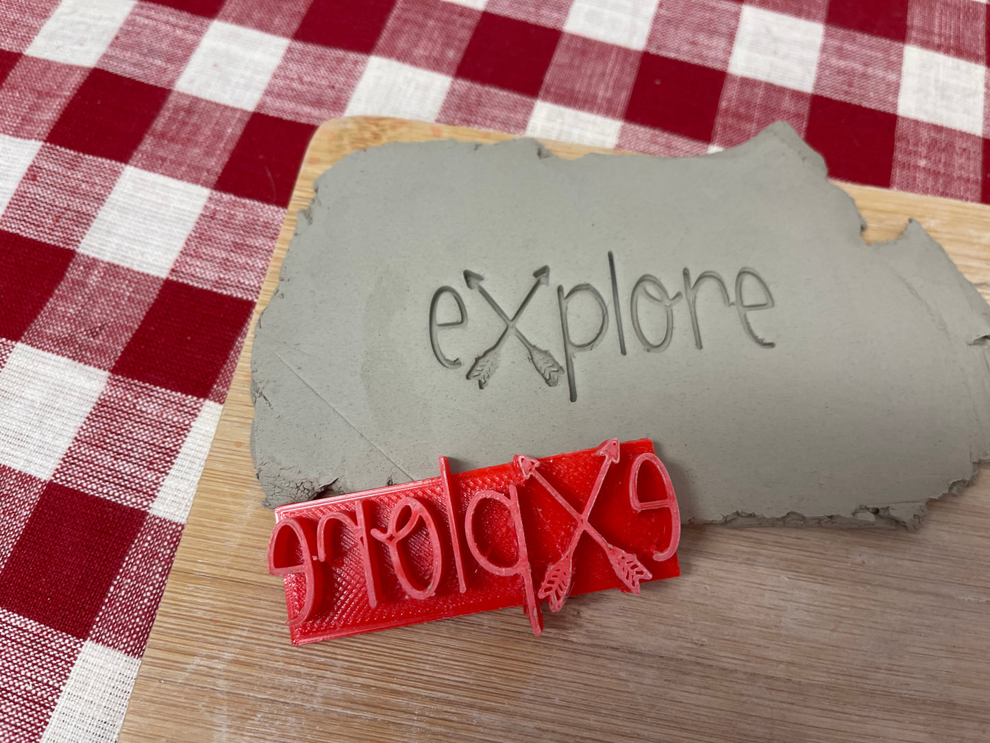 "Explore" word stamp - March 2023 mystery box, plastic 3D printed, multiple sizes available