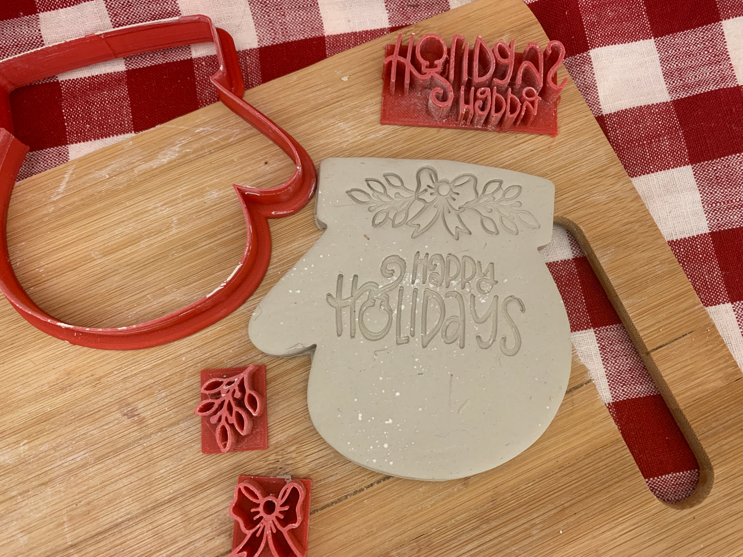 Christmas Ornament Mitten Clay Cutter - plastic 3D printed, pottery tool, multiple sizes