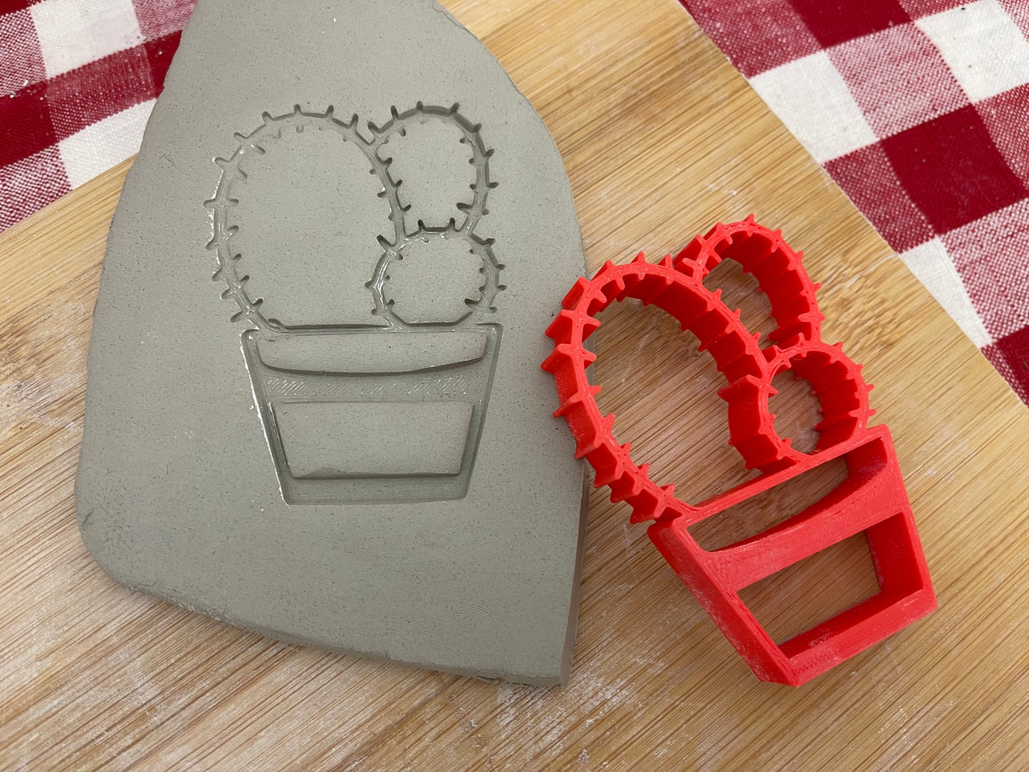 Cactus in Pot Pottery Stamp - design 2, plastic 3D printed, multiple sizes