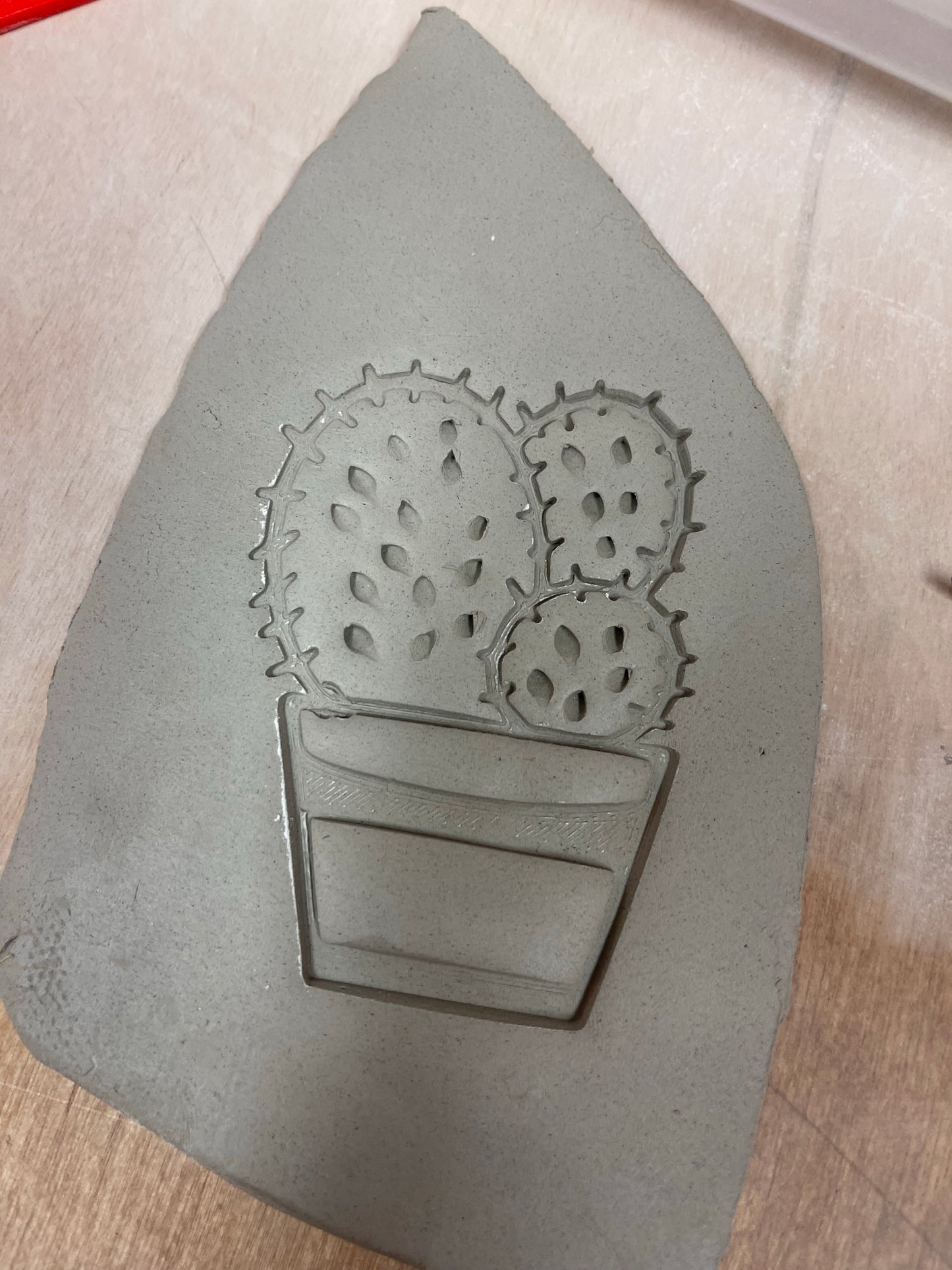 Cactus in Pot Pottery Stamp - design 2, plastic 3D printed, multiple sizes