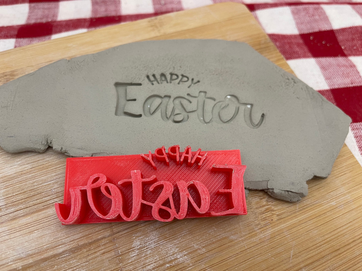 Happy Easter Pottery Stamp - words, 3D Printed Multiple Sizes Available.