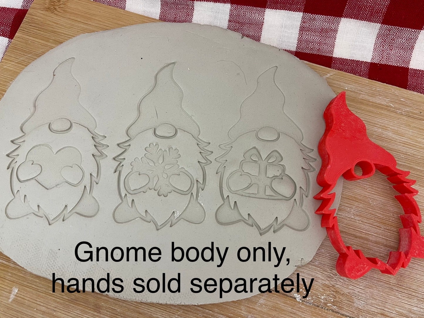 Generic Gnome stamp with optional cookie cutter ornament - plastic 3D printed, multiple sizes