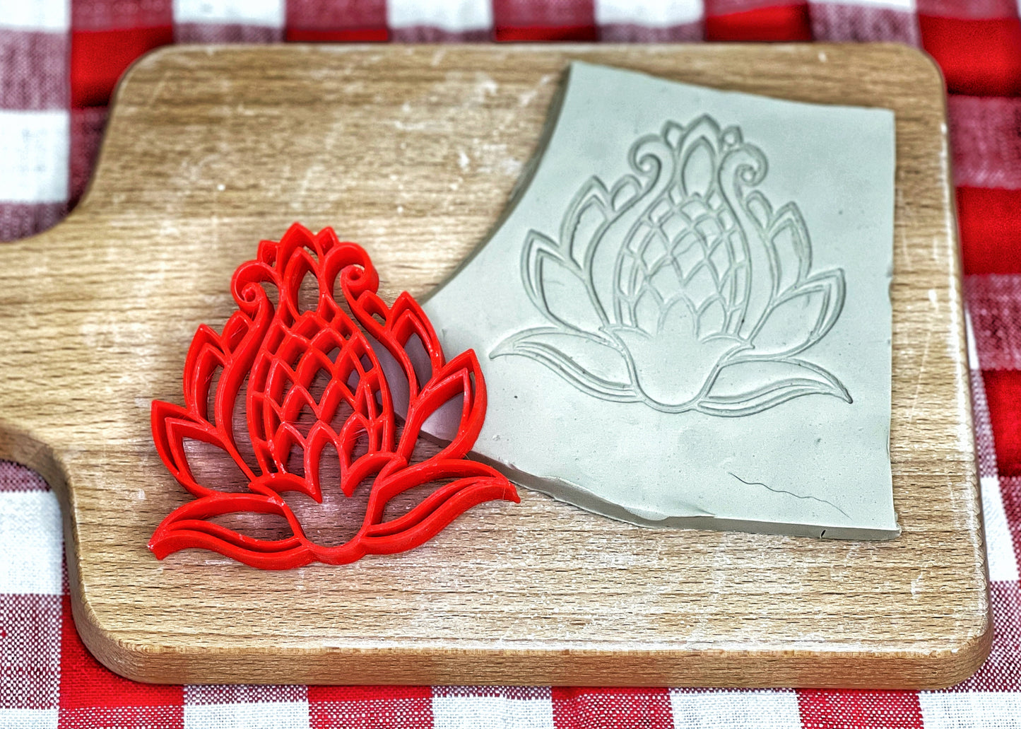 Henna Lotus Lace, Pottery Stamp - plastic 3d printed, multiple sizes available