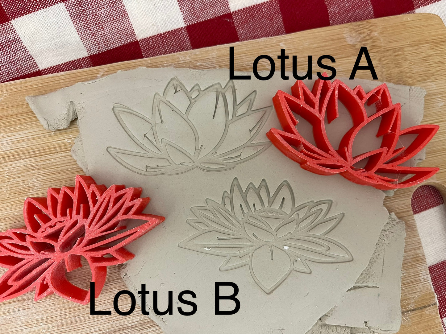 Pottery Stamp, Lotus flower design, Each or set - multiple sizes