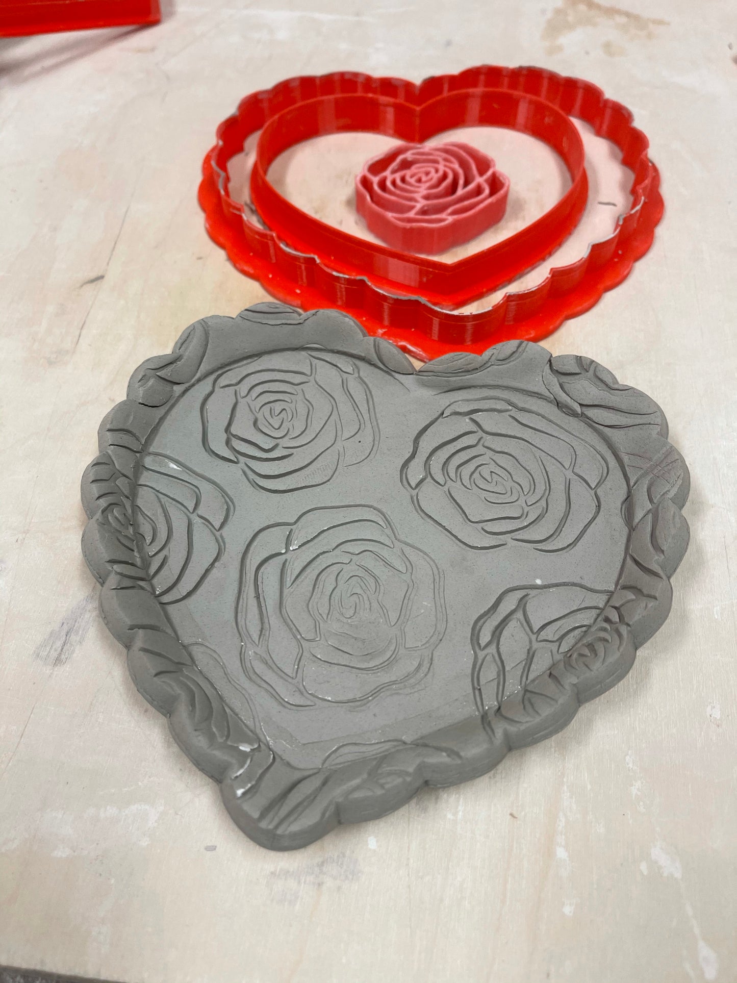 Scalloped Heart, Clay Cutter - Plastic 3D printed, XL pottery tool, multiple sizes