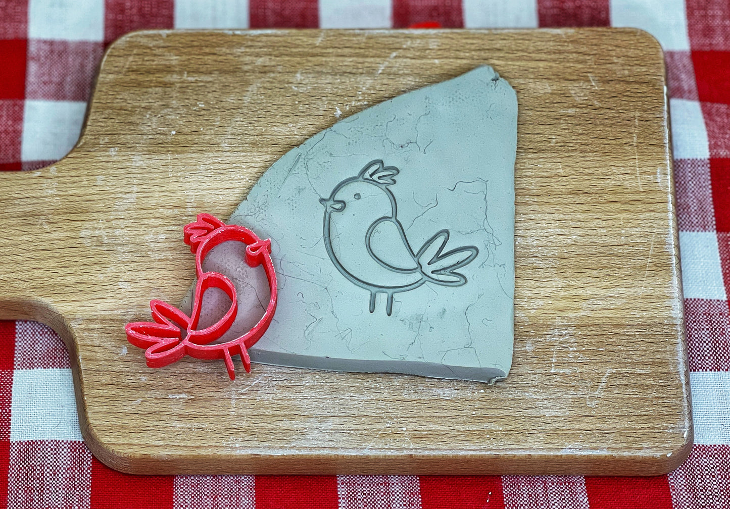 Bird Pottery Stamp - Pet Doodle Series, plastic 3D printed, multiple sizes
