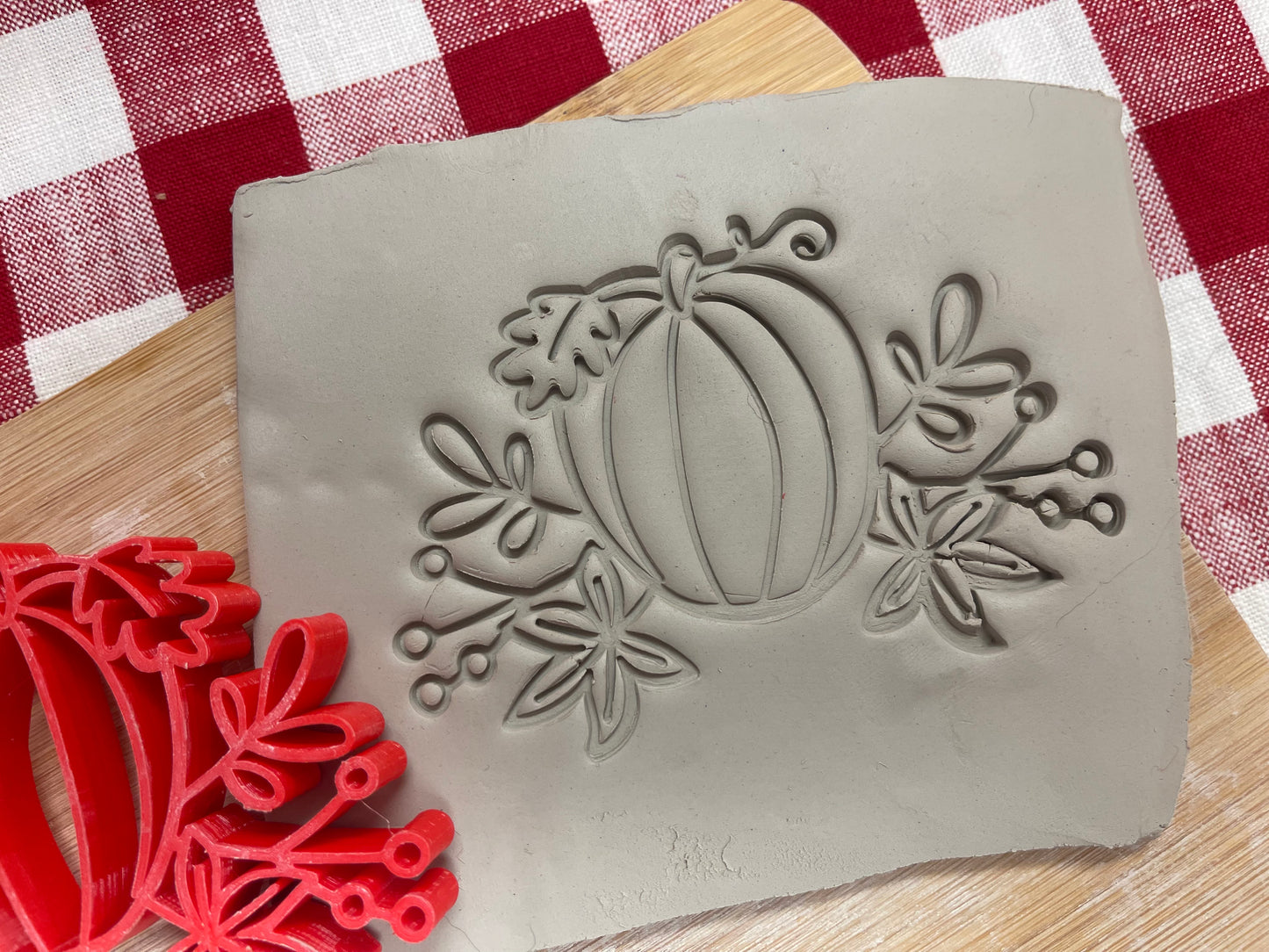 Autumn Stamp Series - Autumn Pumpkin with Vines stamp, plastic 3D printed, multiple sizes